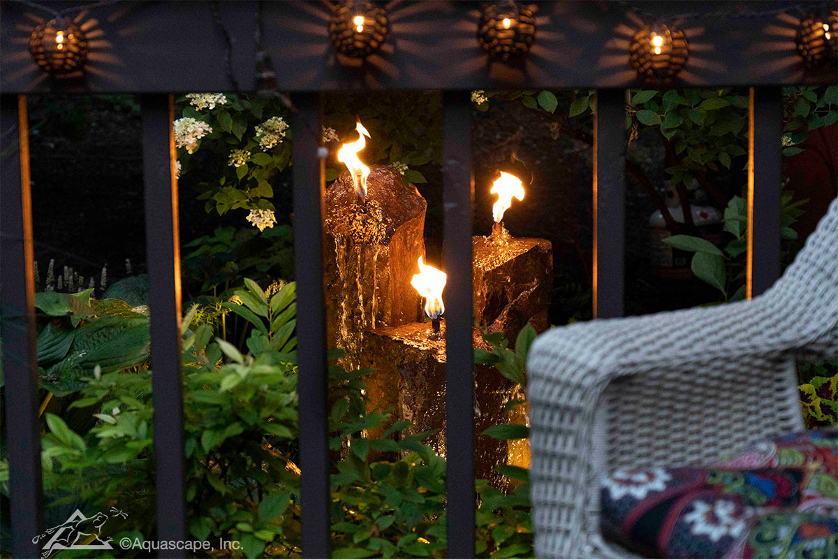Photo of Aquascape Fire and Water 3-Piece Basalt Torch System - Aquascape Canada