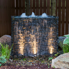 Photo of Aquascape Stacked Slate Spillway Wall Landscape Fountain Kit - 32-inch  - Aquascape USA
