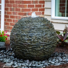 Photo of Aquascape Medium Stacked Slate Sphere Fountain Kit  - Aquascape USA